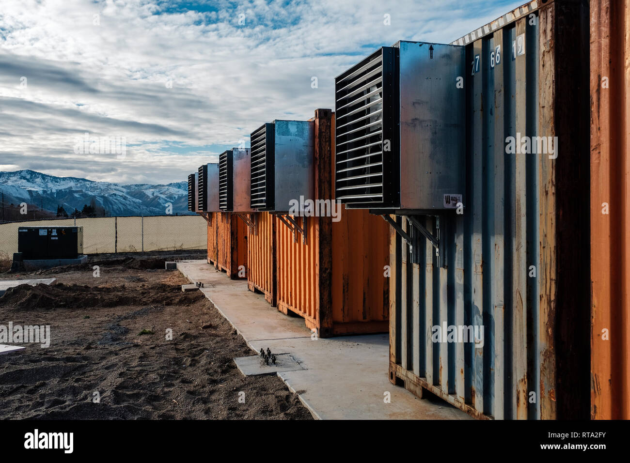 Soon To Be Coverd By A Steel Building To Aid In Esthetics Shipping - soon to be coverd by a steel building to aid in esthetics shipping containers make for a quick way to setup an industrial bitcoin mining opperation